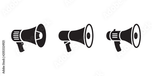 Slika na platnu Speaker and Megaphone Icons Simple Vector Illustration Representing Sound Amplif