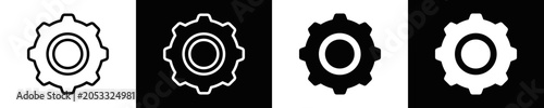 Foto Gear Wheel Icon Set White And Black Background Style