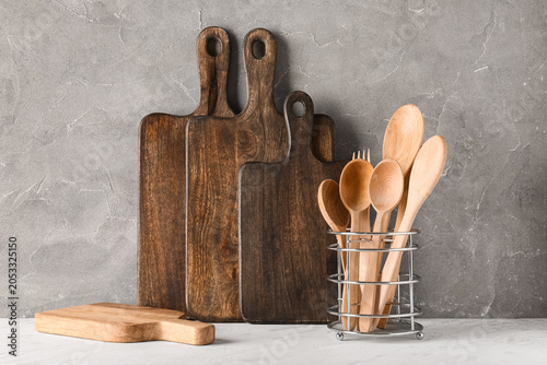 Kitchen utensils and cuttin...