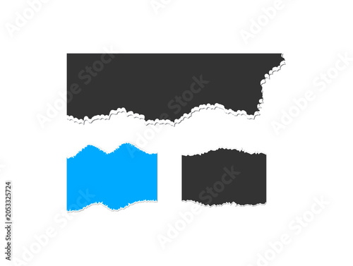 Torn  paper rectangles on gray background 