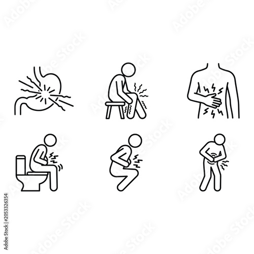 Photos People experiencing stomach pain and discomfort in various poses