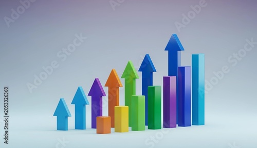 Colorful Growth Arrows Representing Business Expansion and Success