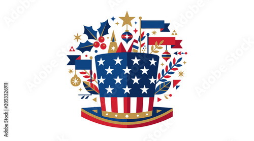 Foto Uncle Sam Hat Patriotic Holiday Celebration Vector Illustration