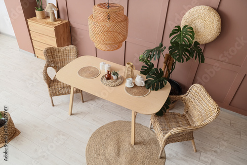 Boho chic dining room inter...