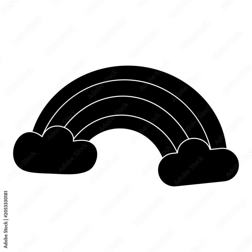 Fototapeta premium Silhouette Hand Drawn Rainbow With