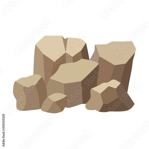 Group of Brown Rocks Illustration