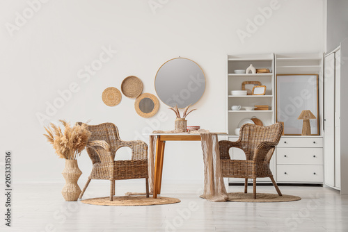 Boho chic dining room inter...