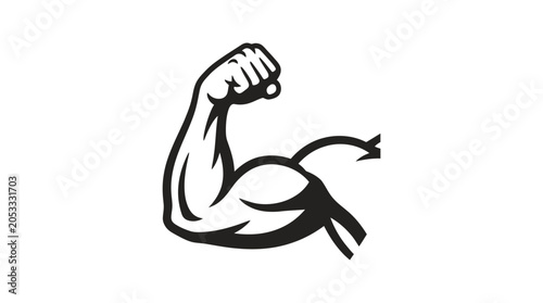 Φωτογραφία Black silhouette of a flexing bicep muscle arm.