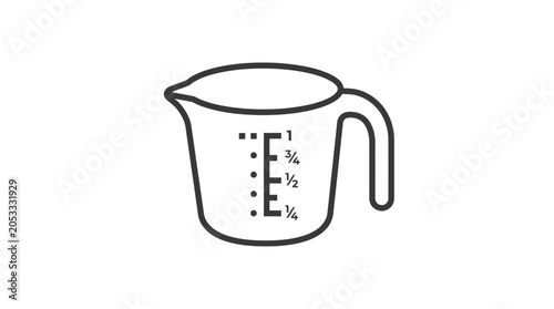Картината върху платно Black outline measuring cup icon for kitchen use.