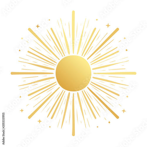 Minimalist golden sunburst illustration