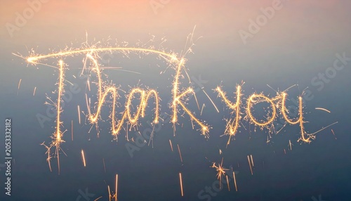 Sparkling Thank You Message Against a Softly Lit Sky.