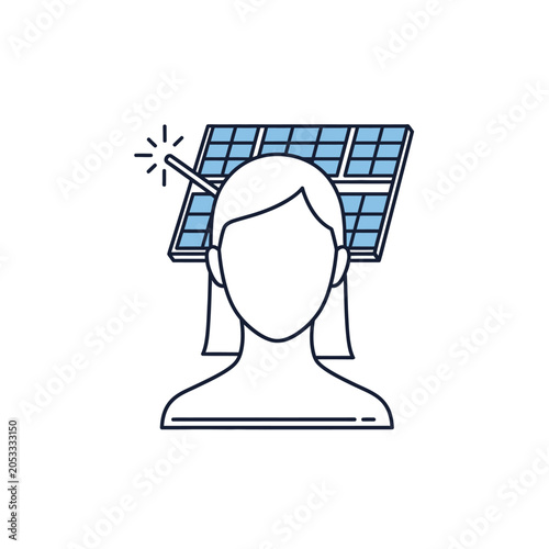 Person with Solar Panel Idea Concept Flat Icon