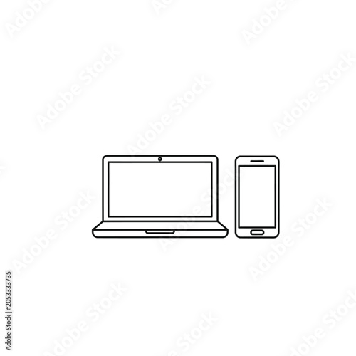 Digital Devices Laptop and Smartphone Simple Line Graphics
