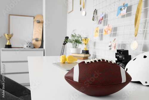 American football on white ...