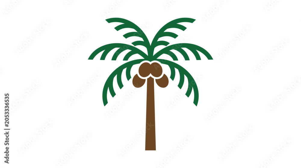 Obraz premium Coconut palm tree icon on white background.