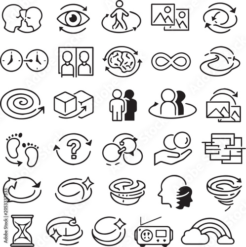 Bild auf Leinwand "Cycle & Exchange Line Icons Pack – Arrows, Rotation, Reciprocity, Feedback Loop