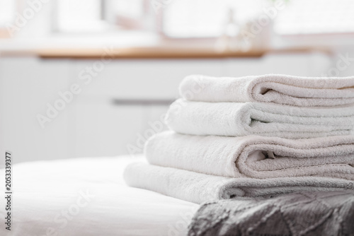 Freshly laundered white and...