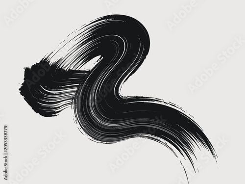 Black Brush Stroke on White Background