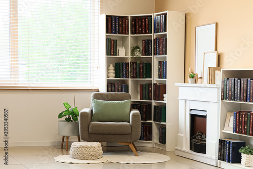 Cozy home library interior ...