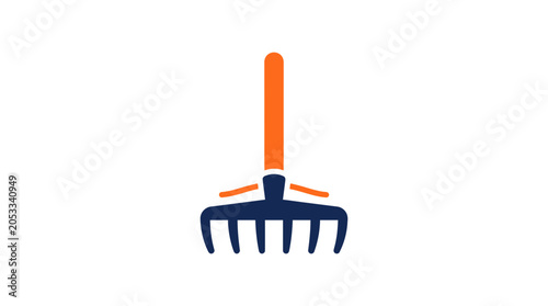 Quadro em tela Colorful stylized garden rake icon.