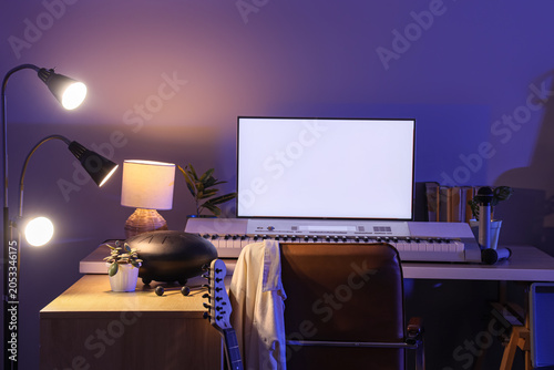 Home music studio setup wit...