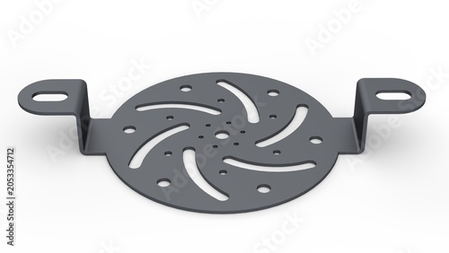 Circular Black Metal Plate. Isolated. White background. 3D render