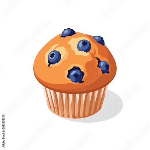 Fresh Blueberry Muffin Isolated