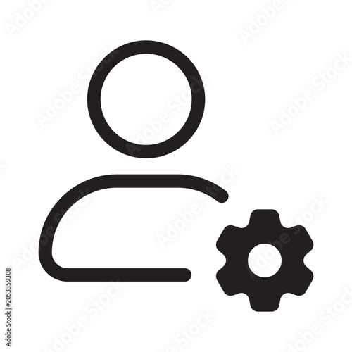 User profile icon with gear wheel for account setting management.