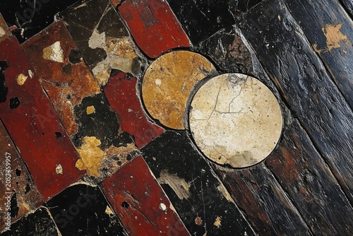 Distressed Mixed Material Mosaic Tile Abstract Flooring Texture