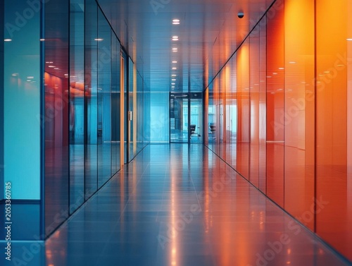 Modern Dual Tone Glass Partition Office Hallway