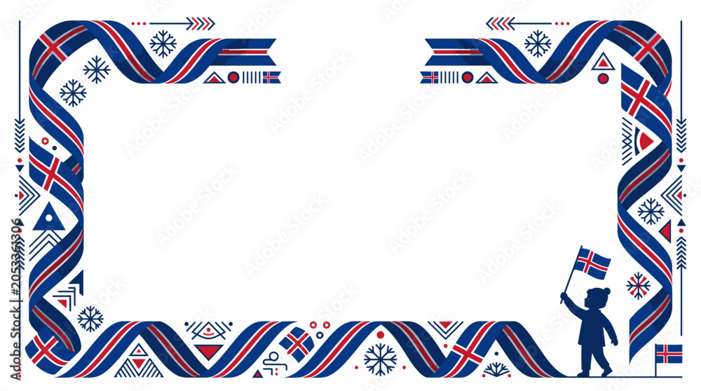 Obraz premium Child silhouette standing on a patterned background with flag