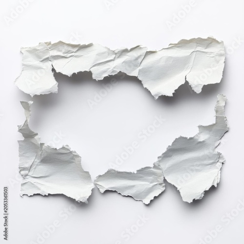 Torn White Paper Frame Border with Blank Copy Space