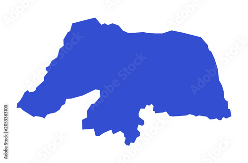 Rio Grande do Norte state map with all municipalities in solid blue color