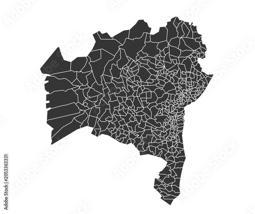 Bahia state map with all municipalities in solid green color