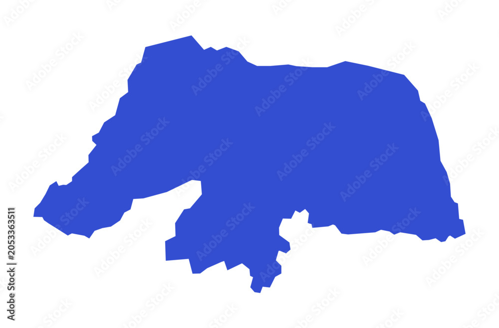 Fototapeta premium Rio Grande do Norte state map with all municipalities in solid blue color