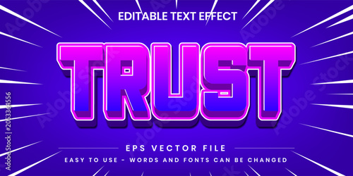 Trust purple and pink gradient 3D editable text effect with comic burst