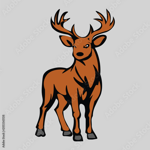 Cartoon Deer with Antlers Vector Illustration