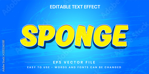 Sponge playful yellow 3D editable text style on grunge blue background