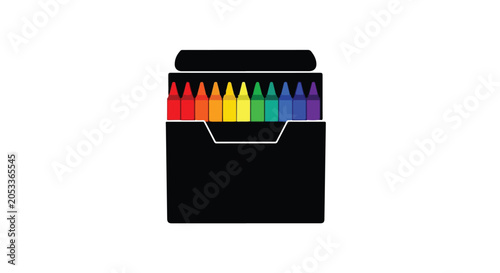 colored pencils in a black box on white background