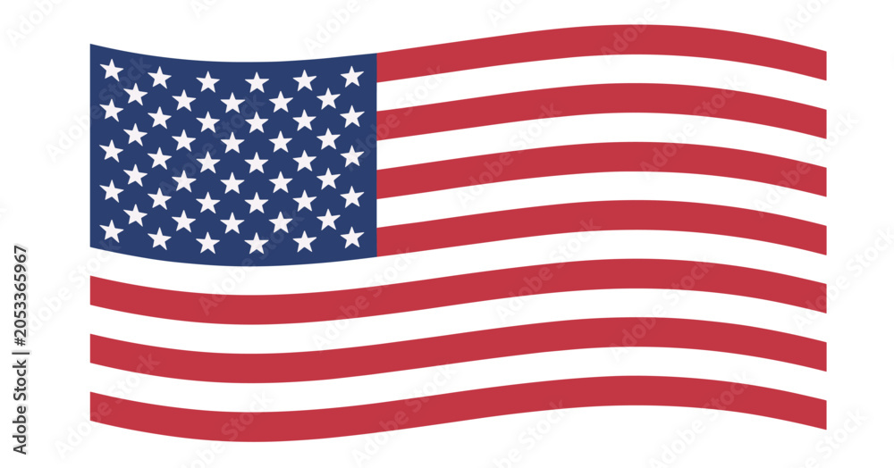 Obraz premium Waving American Flag: A beautifully rendered American flag, depicted with a gentle wave, symbolizes freedom and patriotism.