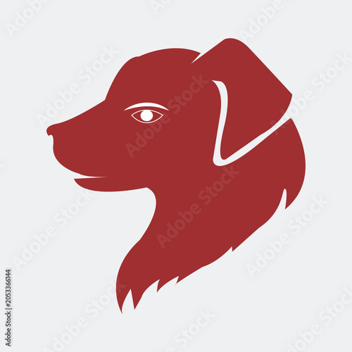 Red Dog Head Silhouette Vector Illustration