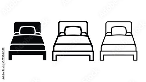 Bed icon silhouette vector outline and line art