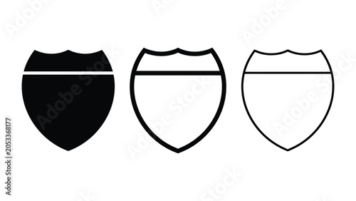Interstate route sign silhouette vector outline and line art