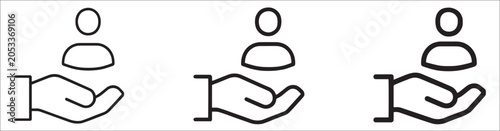 Fotografija Patient support, employee help, safety client thin outline icon
