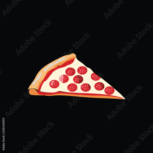Cartoon Pepperoni Pizza Slice Vector Illustration