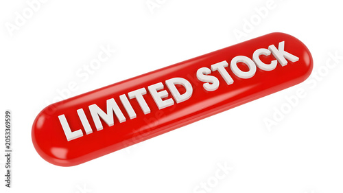 Red Limited Stock Sign with White Text on White Background, Retail and Sales Concept