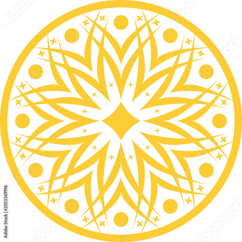 Golden Geometric Sunburst Mandala Design