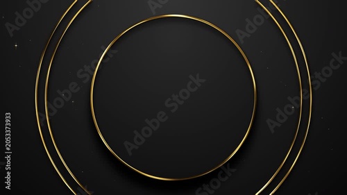 Abstract Asymmetrical Gold Framed Circles Particles Awards Trailer Titles Cinematic Openers Intro Luxury Background Loop