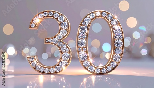 Golden 30th anniversary celebration decoration.