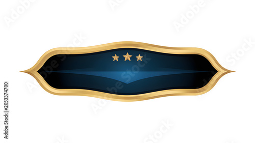 Gold and Navy Military Rank Insignia Badge with Three Stars on Dark Background